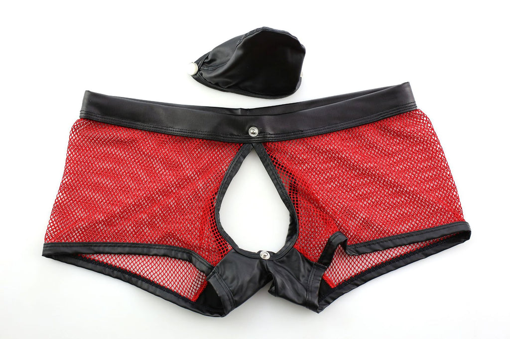 Boxer noir transparent homme quadrillé bande wetlook Boxer noir transparent homme quadrillé bande wetlook