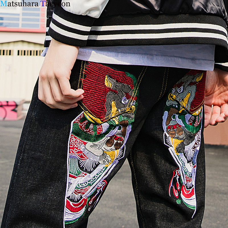Dark Jeans with Japanese Embroidery – FanFreakz