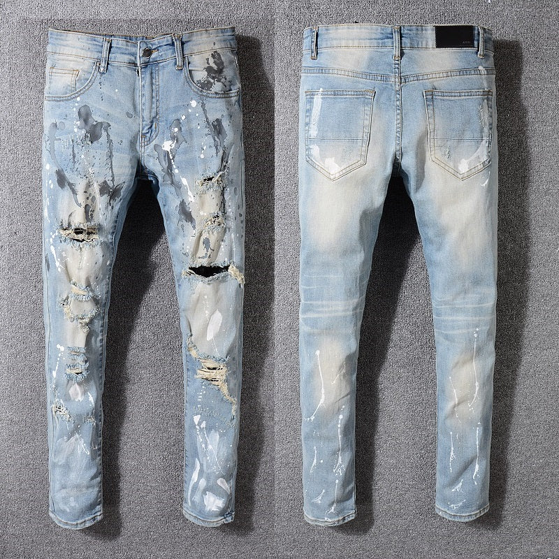 Light Blue Ripped Skinny Jeans Men | Men Pants Broken Jeans - Light Blue  Skinny Jeans - Aliexpress