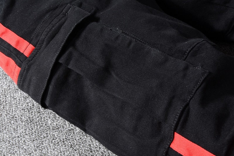 Black with Red Stripes Cargo Style Men Jeans – FanFreakz