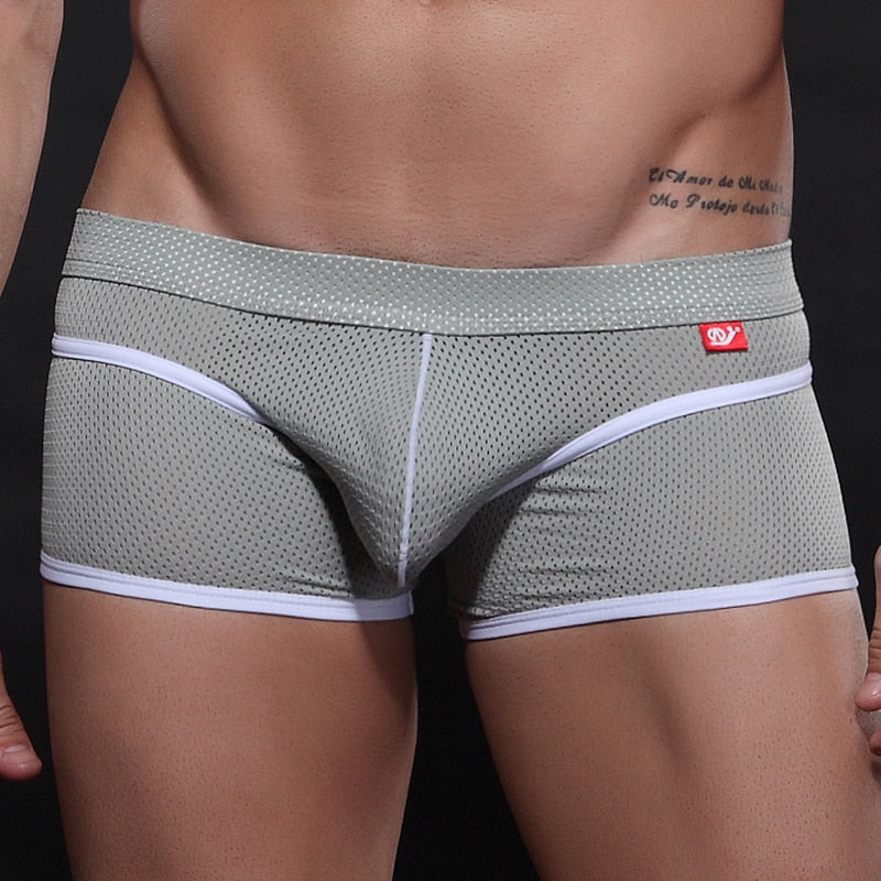 Breathable Mesh Two-tone Line Decorated Boxer