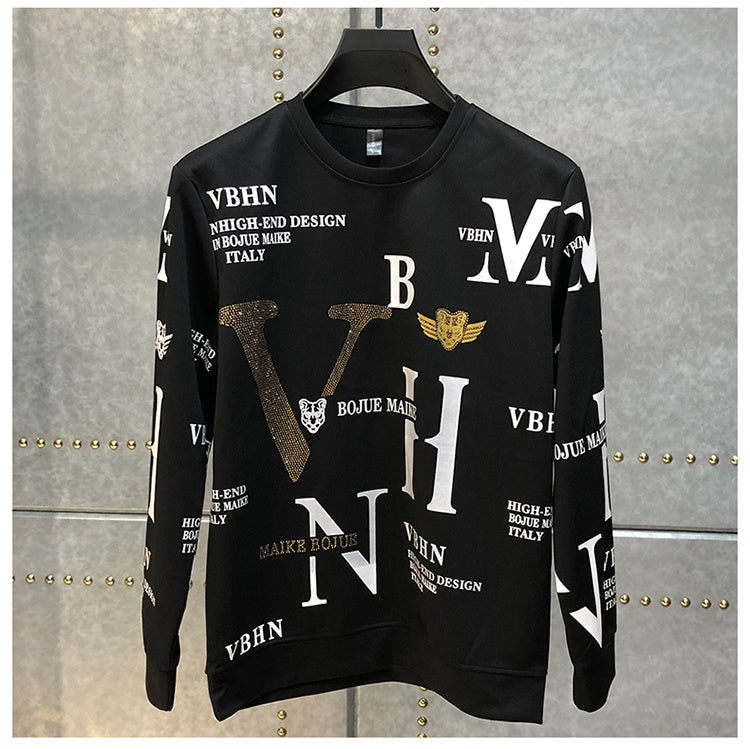 Alphabet Print Rhinestones Fashion Sweater – FanFreakz