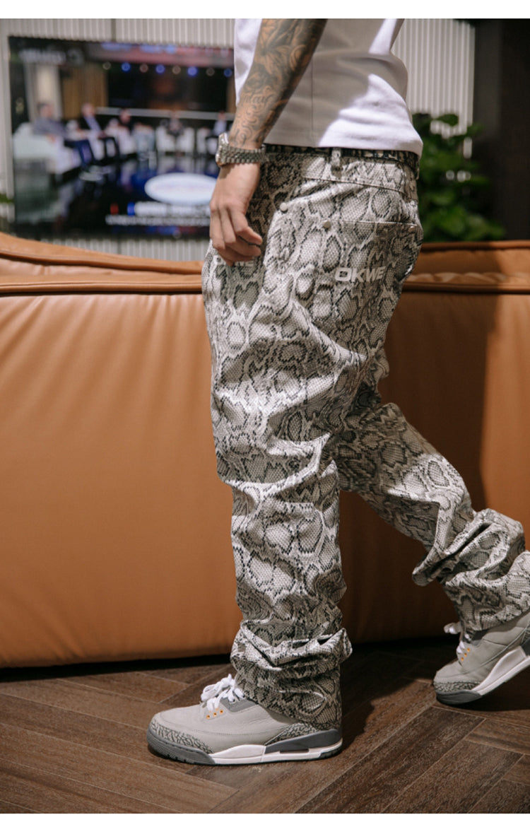 Grey Snake Skin Leather Pants FanFreakz grey-snake-skin-leather-pants-fanfreakz