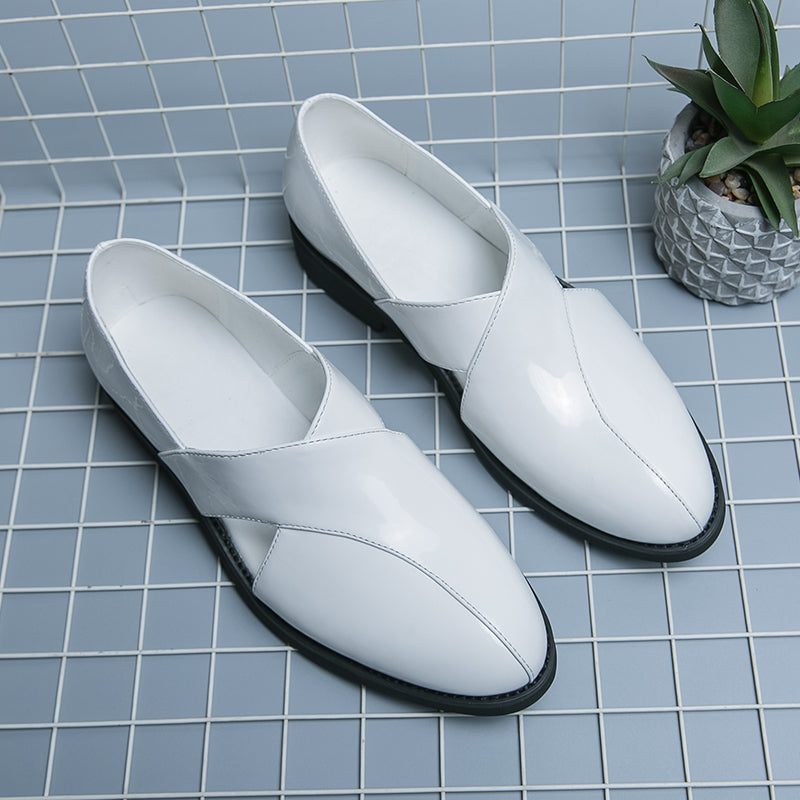 Hollow Solid Leather Slip-On Shoes