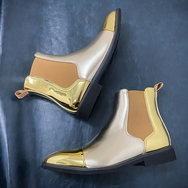 Solid Gleaming Gold Ankle Chelsea Boots â FanFreakz