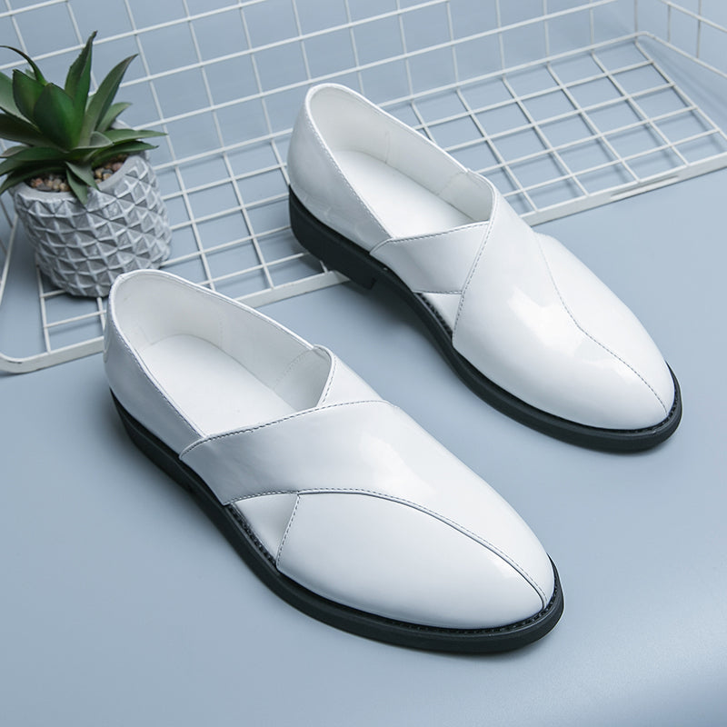 Hollow Solid Leather Slip-On Shoes