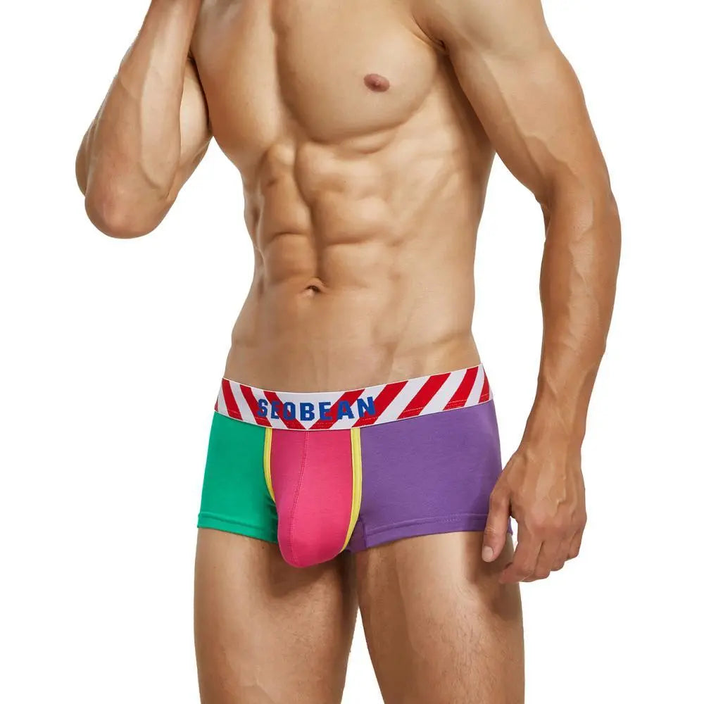 Luren 2021 Patchwork Cotton Boxer Underwear For Men Sexy And