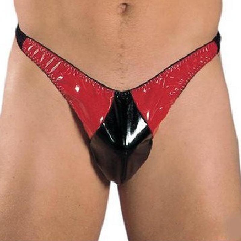 Solid Center Black Red Polyester Men's Brief