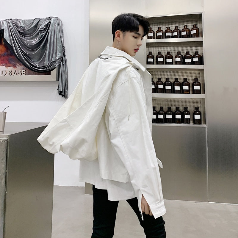 Black White Streetwear Oversized Hoody Design Men Short Jacket – FanFreakz