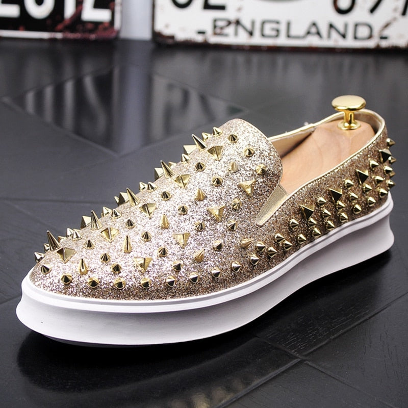 Spikes Casual Rivets Punk Style Men Loafers Shoes – FanFreakz