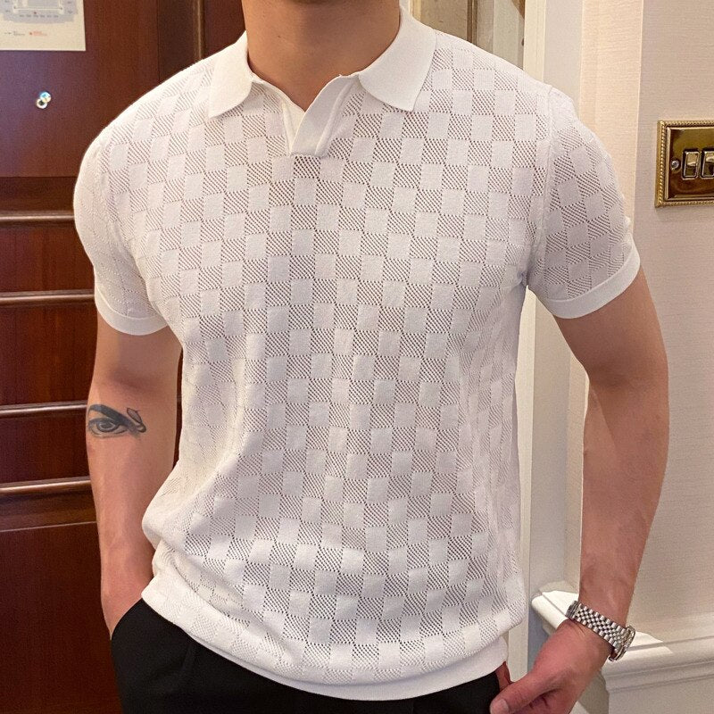 Plaid Stylish Breathable Men Polo Shirt – FanFreakz
