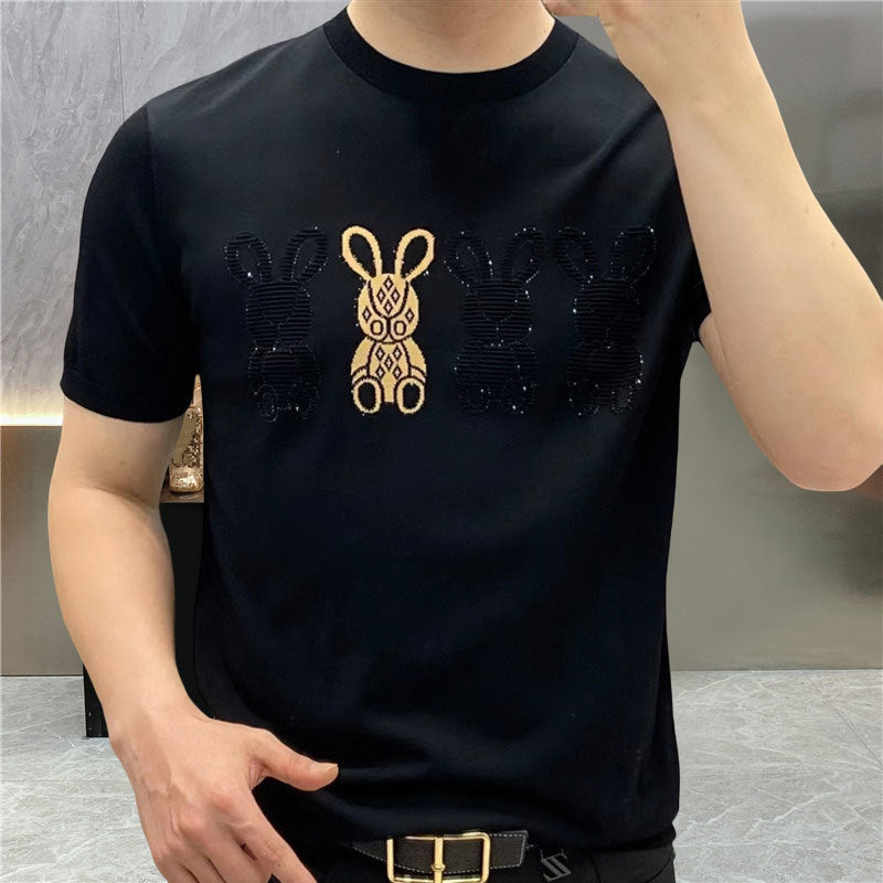 Three Rabbits Embroidery O-Neck T-Shirt – FanFreakz