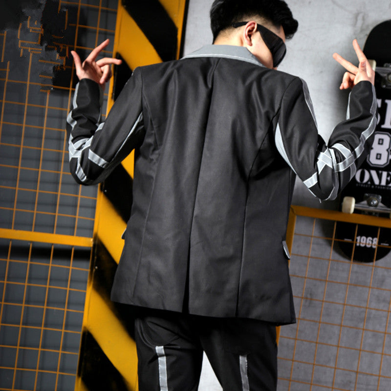 Fluorescent Grey Reflection of Light Men Hip Hop Suit for DJ or Stage Performance - FanFreakz
