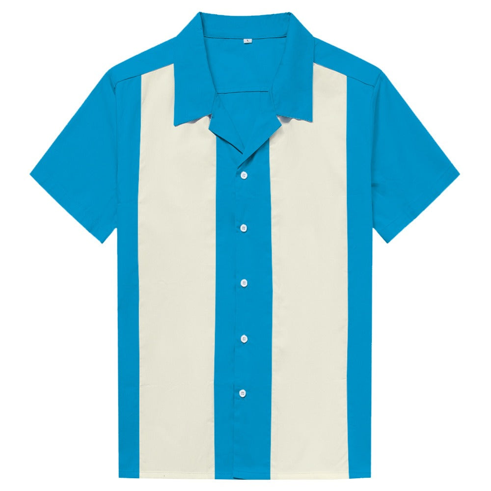  Men's Casual Short Sleeve Button Down Striped Shirt