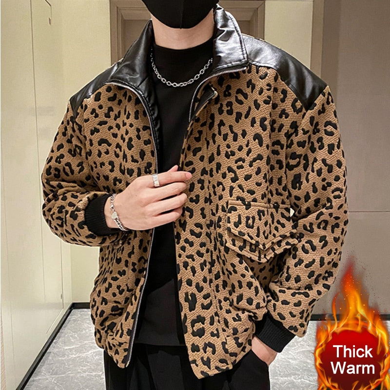 Vintage Leopard Pattern Splicing Jacket