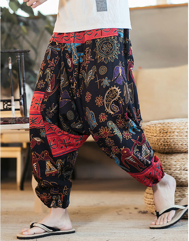 Men's Summer Casual Harem Pants With Print | Harem pants men, Linen harem  pants, Linen trousers men