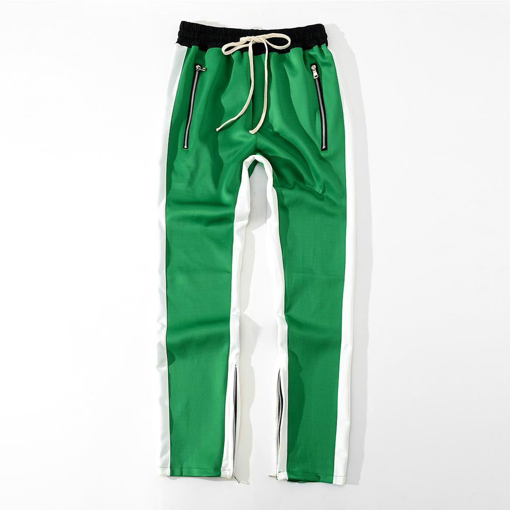 Bottom Zipper Detail Men Side Stripe Jogger Pants - FanFreakz