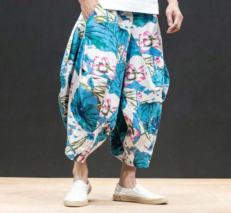 Chinese Style Hip Hop Streetwear Linen Men Baggy Pants - FanFreakz