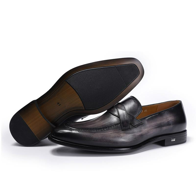 Pointed Toe Duo Crossing Strap Detail Men Loafer Shoes - FanFreakz