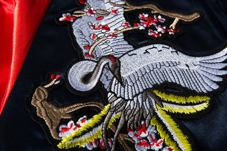 Harajuku Sukajan White Phoenix Embroidery - FanFreakz