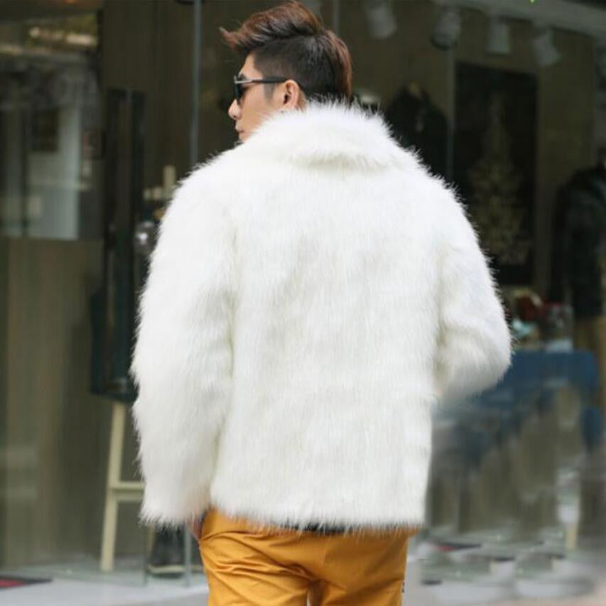 Faux Fur Streetwear Clothing, Mens White Faux Fur Jacket