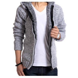 Men Casual Sweater Coat With Fur Lining - FanFreakz