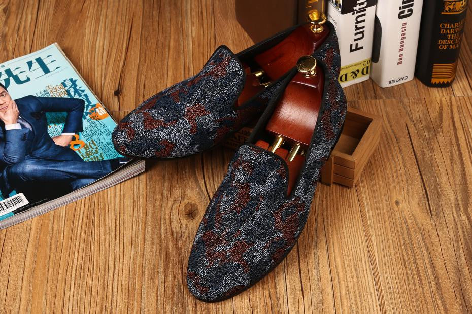 Printing Camouflage Pearl Style Men Flat Loafers Shoes - FanFreakz