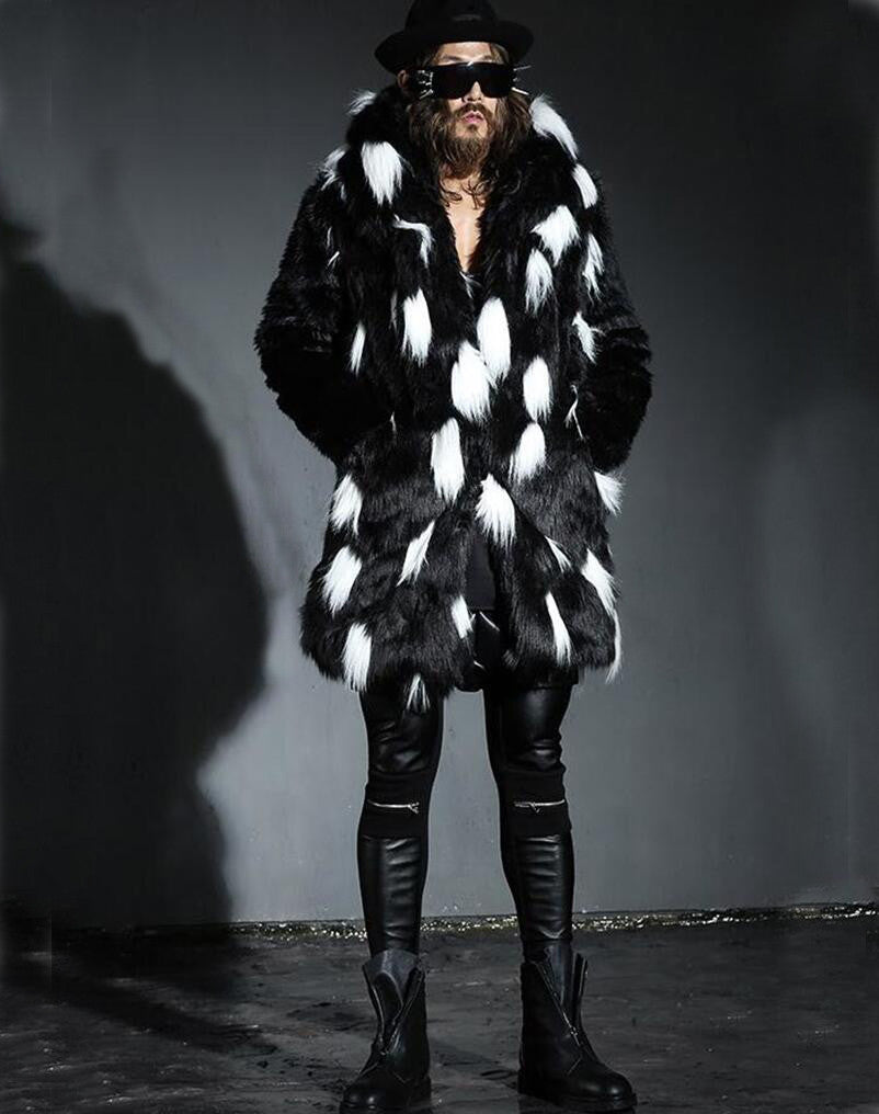 Black and White Fur Spot Fashionable Men Jacket - FanFreakz