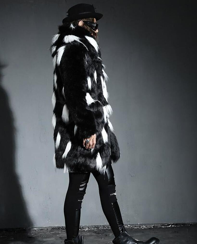 Black and White Fur Spot Fashionable Men Jacket - FanFreakz