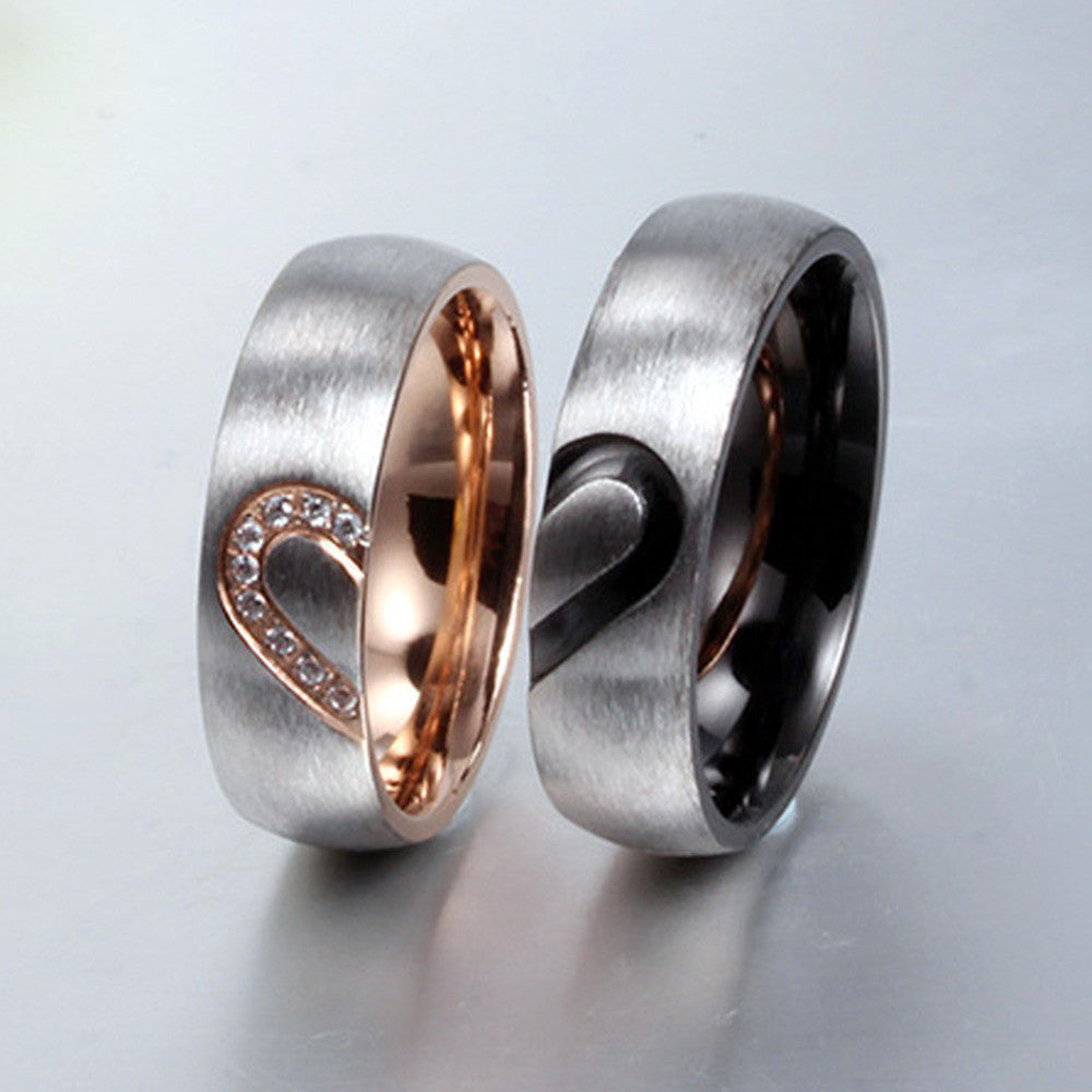 Unique Fashion Love Heart Couple Rings for Women Men Wedding Engagement - FanFreakz
