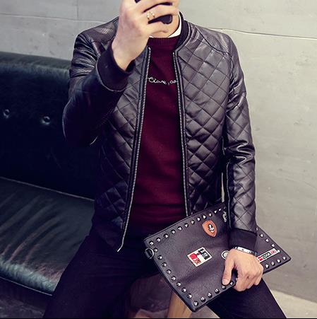 Stiched Style PU Leather Men Slim Fit Bomber Jacket - FanFreakz