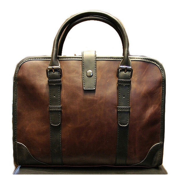 Men PU Leather Vintage Travel Business Briefcase Bag - FanFreakz