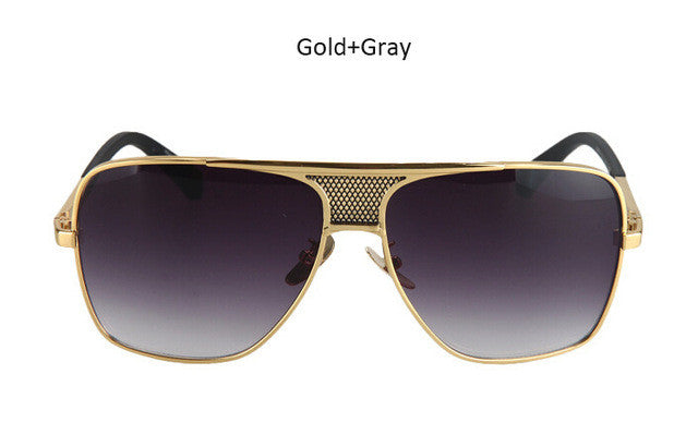 Street Knitted Oversize Classic Brown Sunglasses for Men Shades Goggle  Retro aviator Gold Alloy Frame Sun Glasses