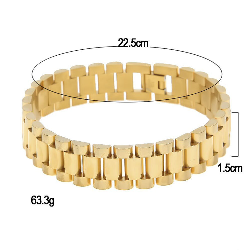 Hip Hop Gold Filled Watchband Style Men Bracelet - FanFreakz