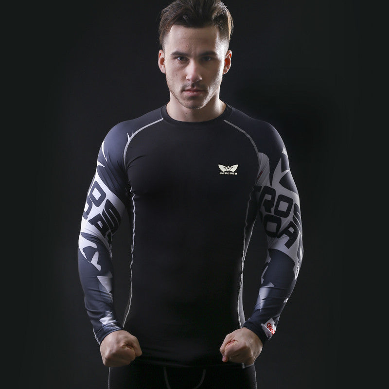 Jango Muscle Men Compression Shirt Tight Skin Shirt Long Sleeves 3D Prints - FanFreakz