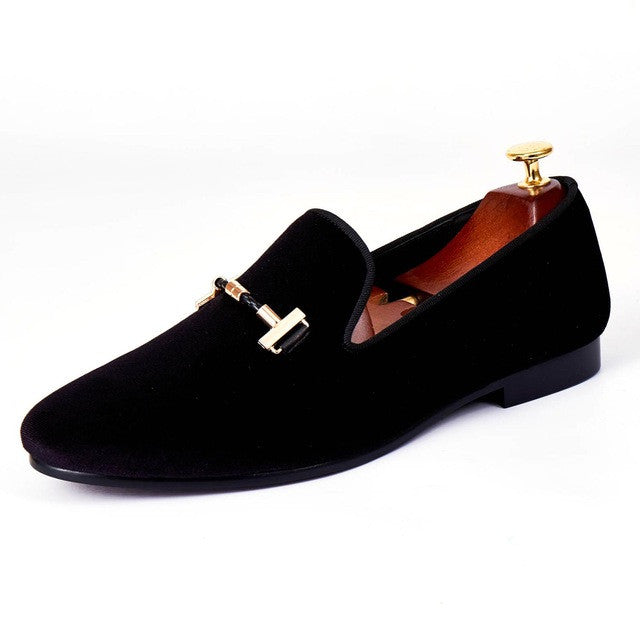 Italian Style Men Velvet Loafers Shoes with Strap Buckle Detail – FanFreakz