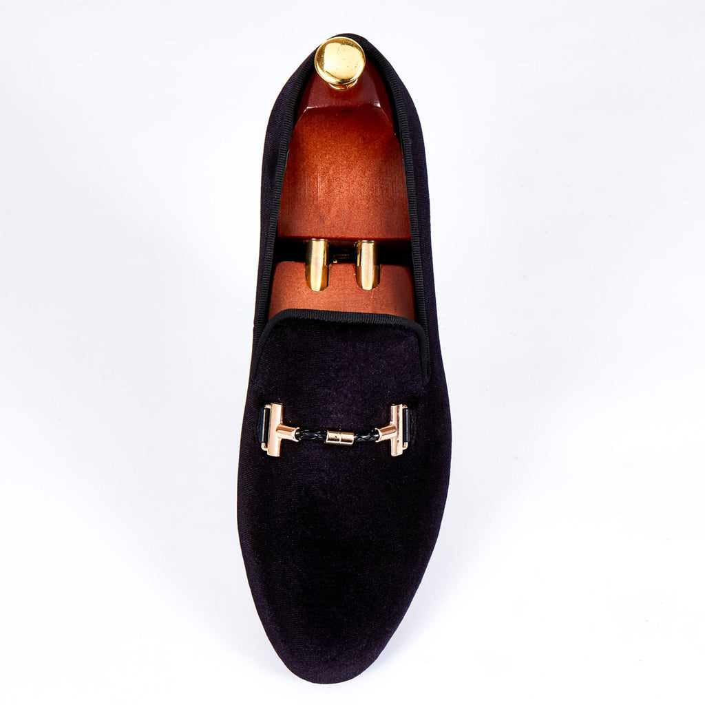 Italian Style Men Velvet Loafers Shoes with Strap Buckle Detail - FanFreakz