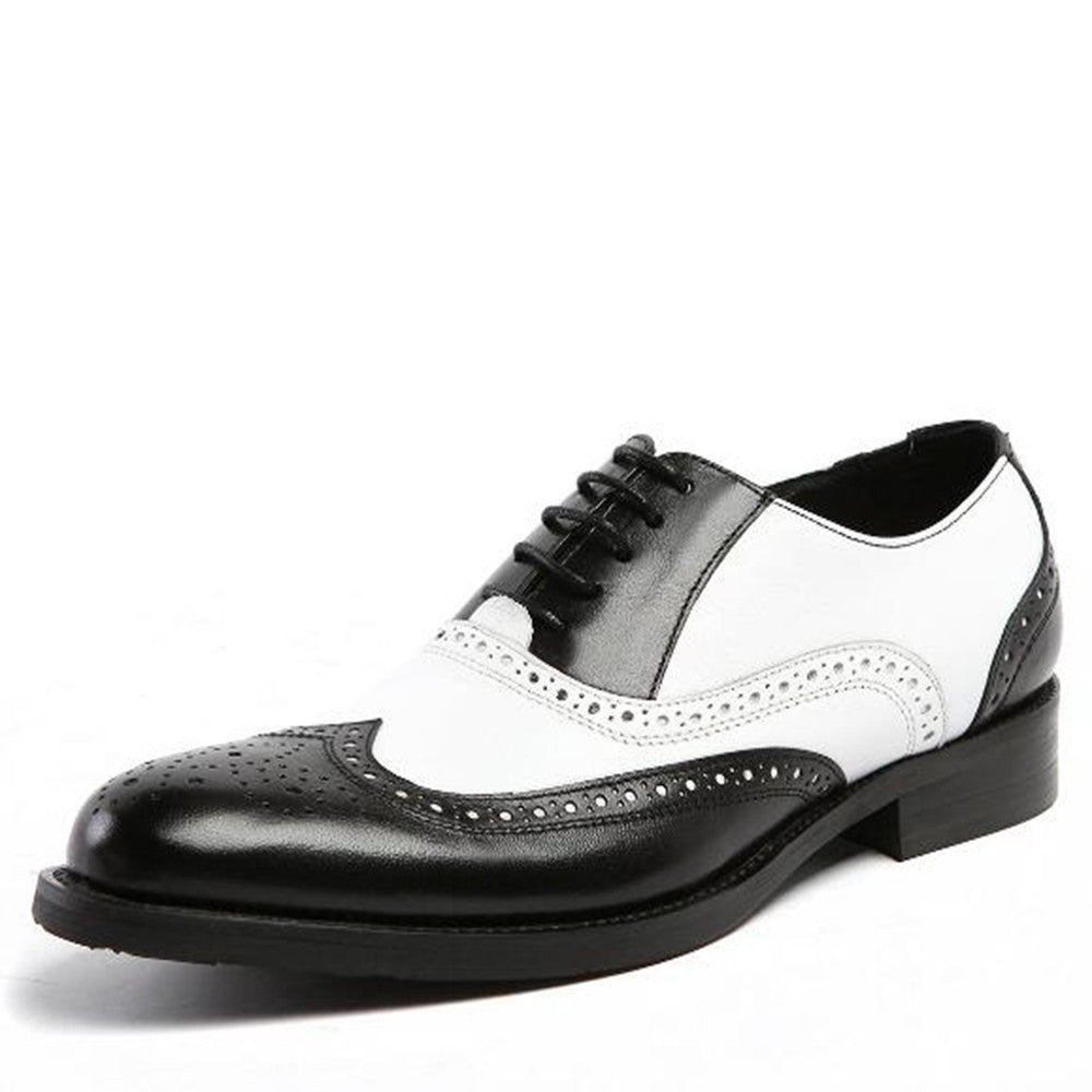 Classic Black White Men Brogue Shoes Oxford Style - FanFreakz