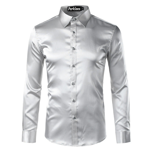 Silky Satin Men Dress Shirt For Formal, Party and Clubbing - FanFreakz
