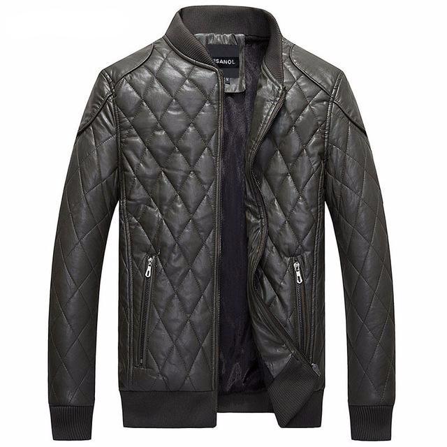 Stitched Biker Style Men Leather Jacket with Stitched Shoulder Patchwork - FanFreakz