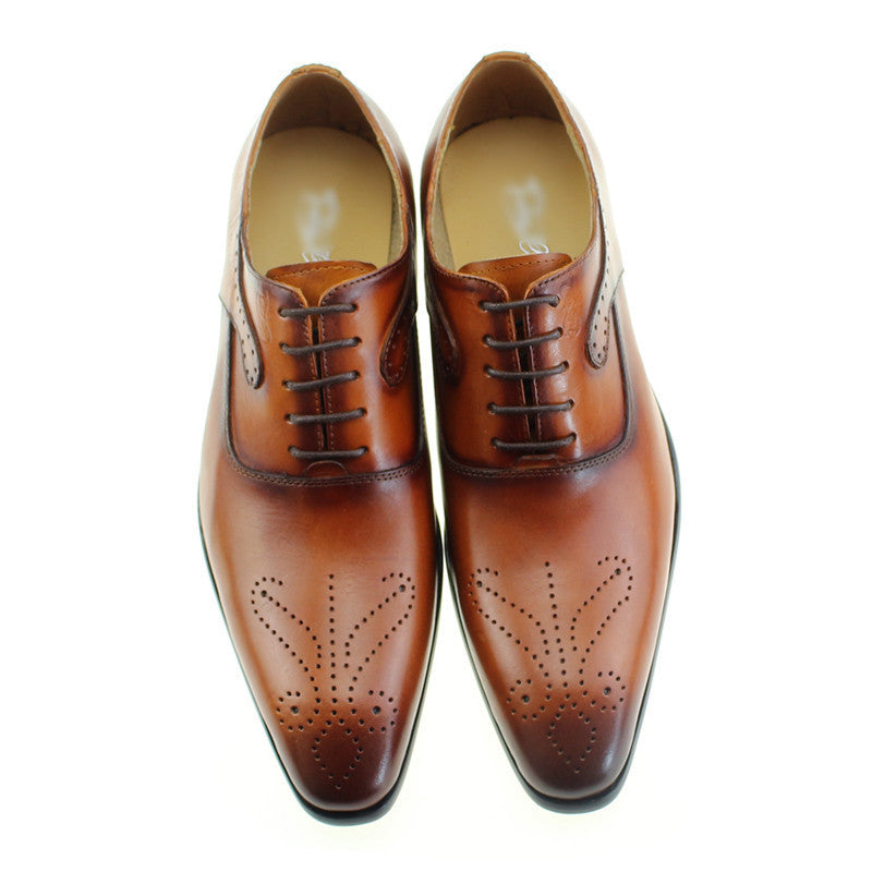 Lace Up Brogue Oxford Gradient Toe Men Shoes - FanFreakz