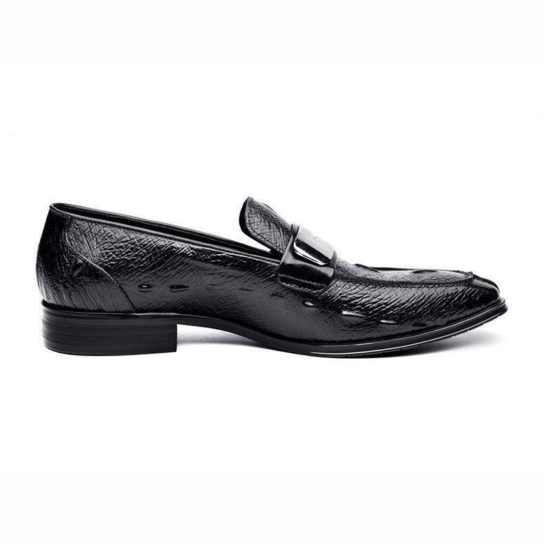 Italian Black Brown Tanned Slip on Shoes Men Loafers with Metal Detail - FanFreakz