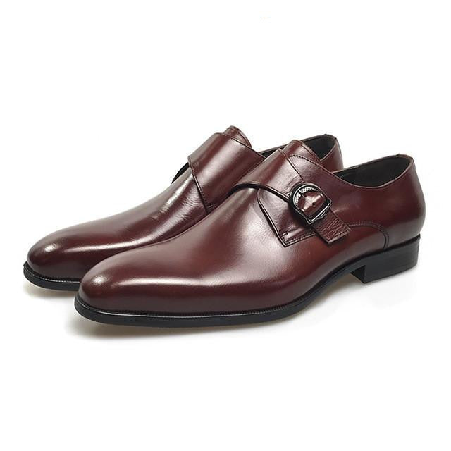 Italian Classical Style Single Monk Strap Men Shoes - FanFreakz