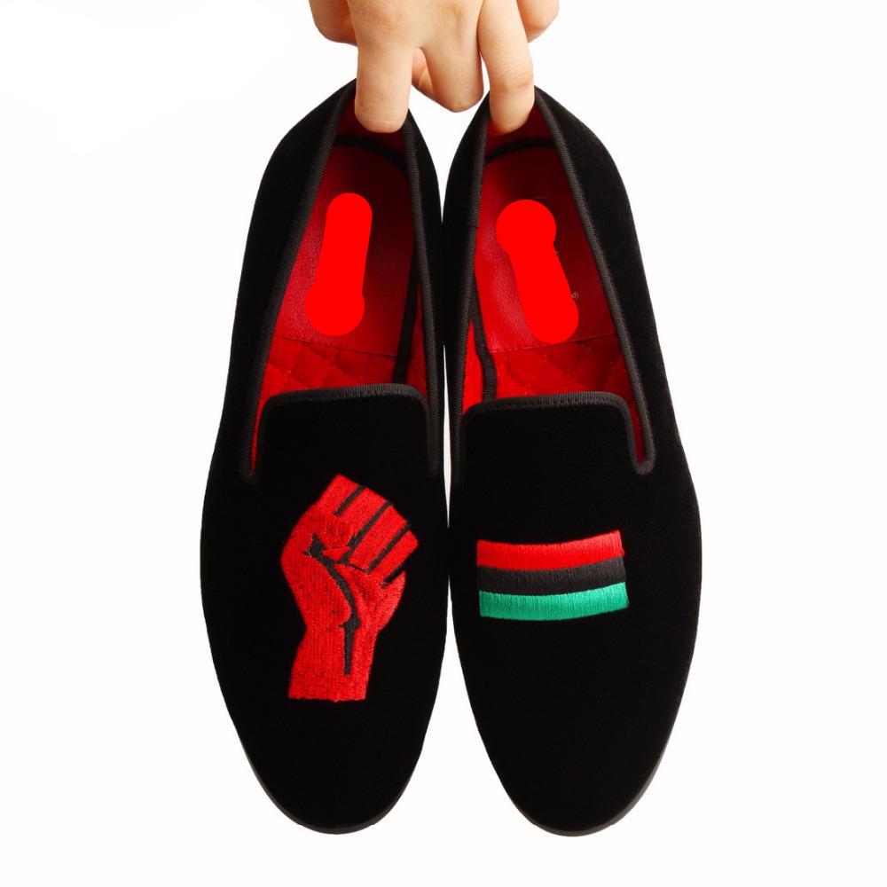 Unity for Black People Embroidery Symbol Men Loafer Shoes - FanFreakz