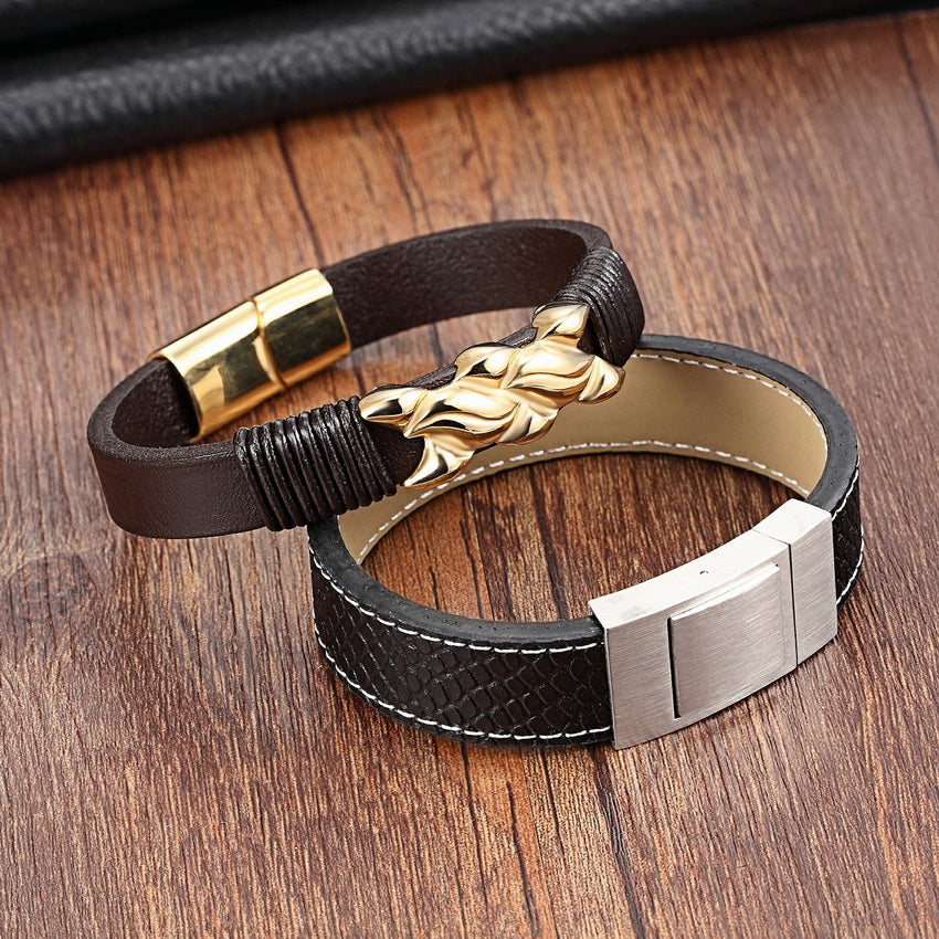 Unique Buckle Unisex Leather Bracelet - FanFreakz