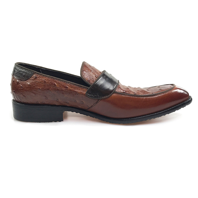 Ostrich Detail Pattern Italian Gentleman Loafer Shoes - FanFreakz