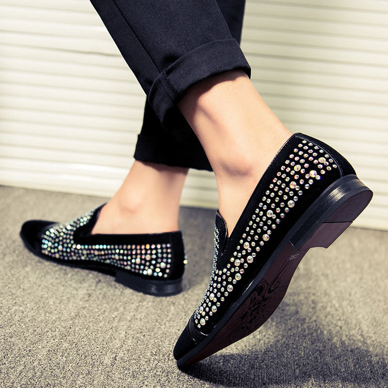 Rhinestone Men Loafers Shoe with The Clean Toe - FanFreakz