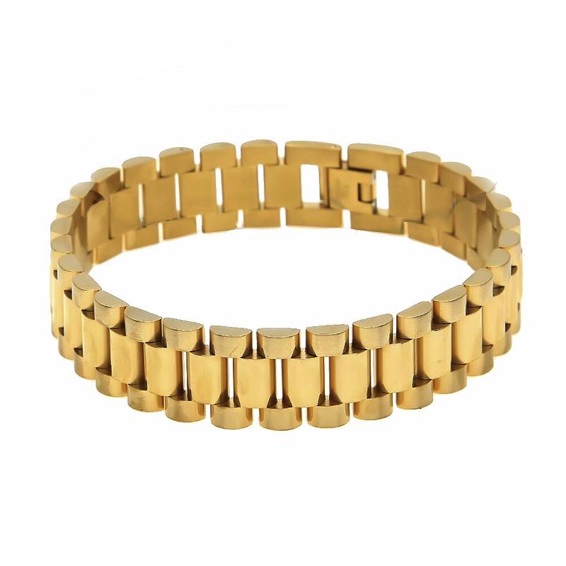 Hip Hop Gold Filled Watchband Style Men Bracelet - FanFreakz