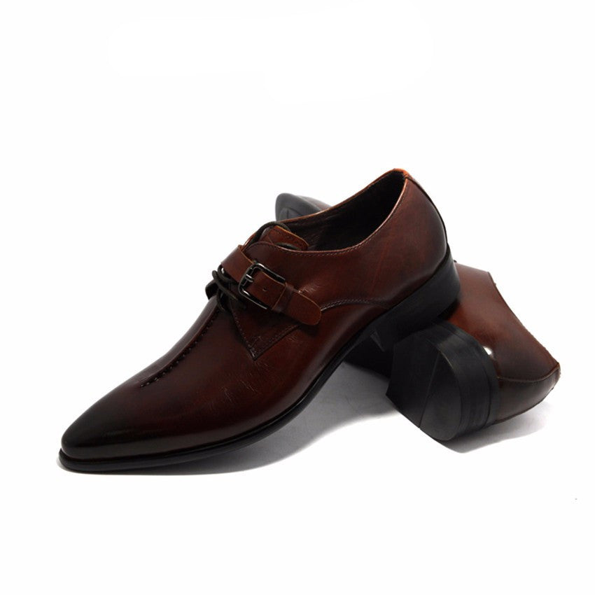 Men Monk Strap Shoes with Long Pointed Toe - FanFreakz