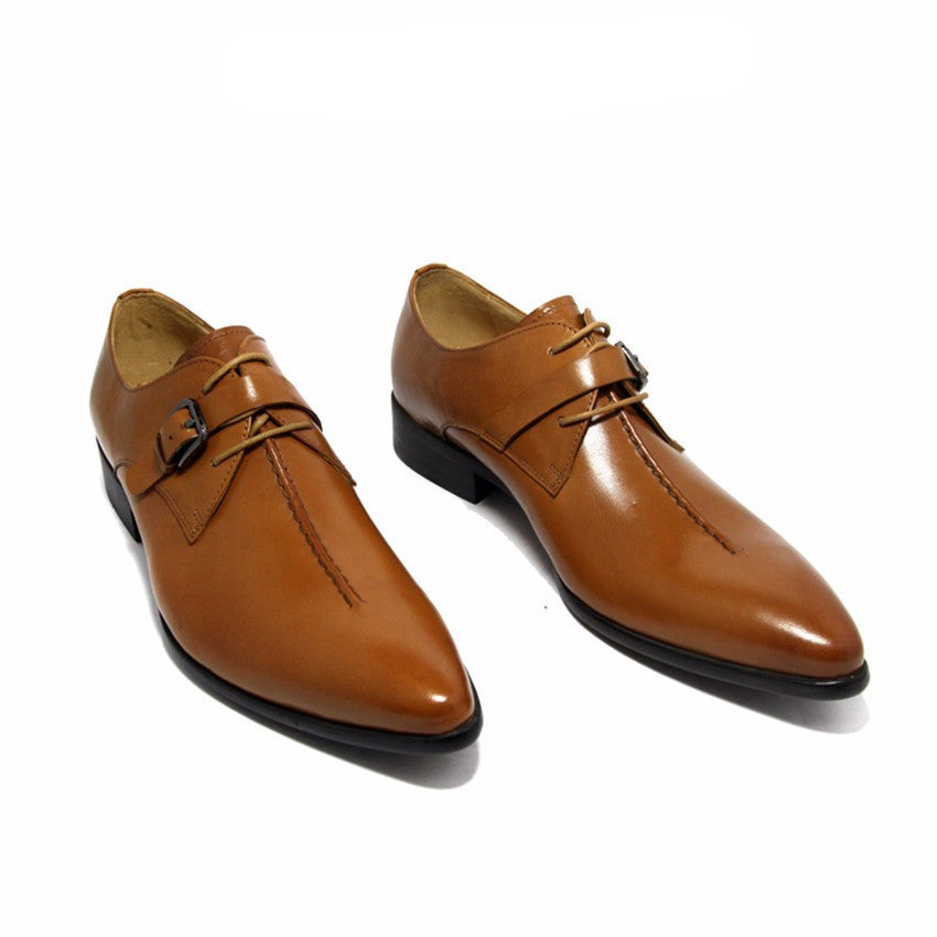Men Monk Strap Shoes with Long Pointed Toe - FanFreakz